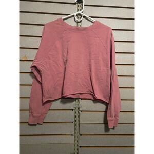 DOUBLE ZERO Dusty Rose Pink Cropped Sweatshirt Pullover Women's‎ Size Large